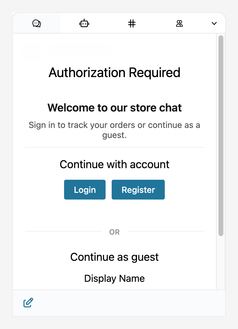 Auth screen with all three filters active in the mini-widget banner