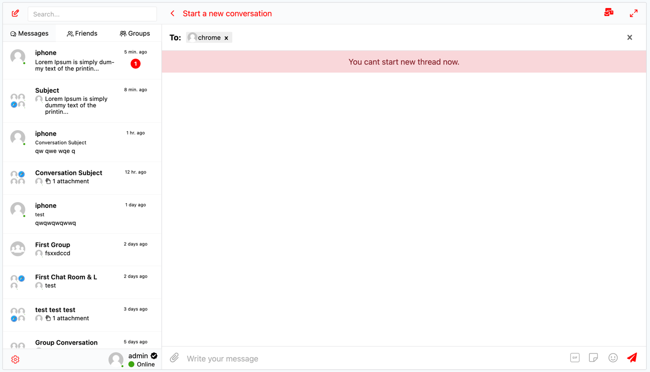 Error message example
