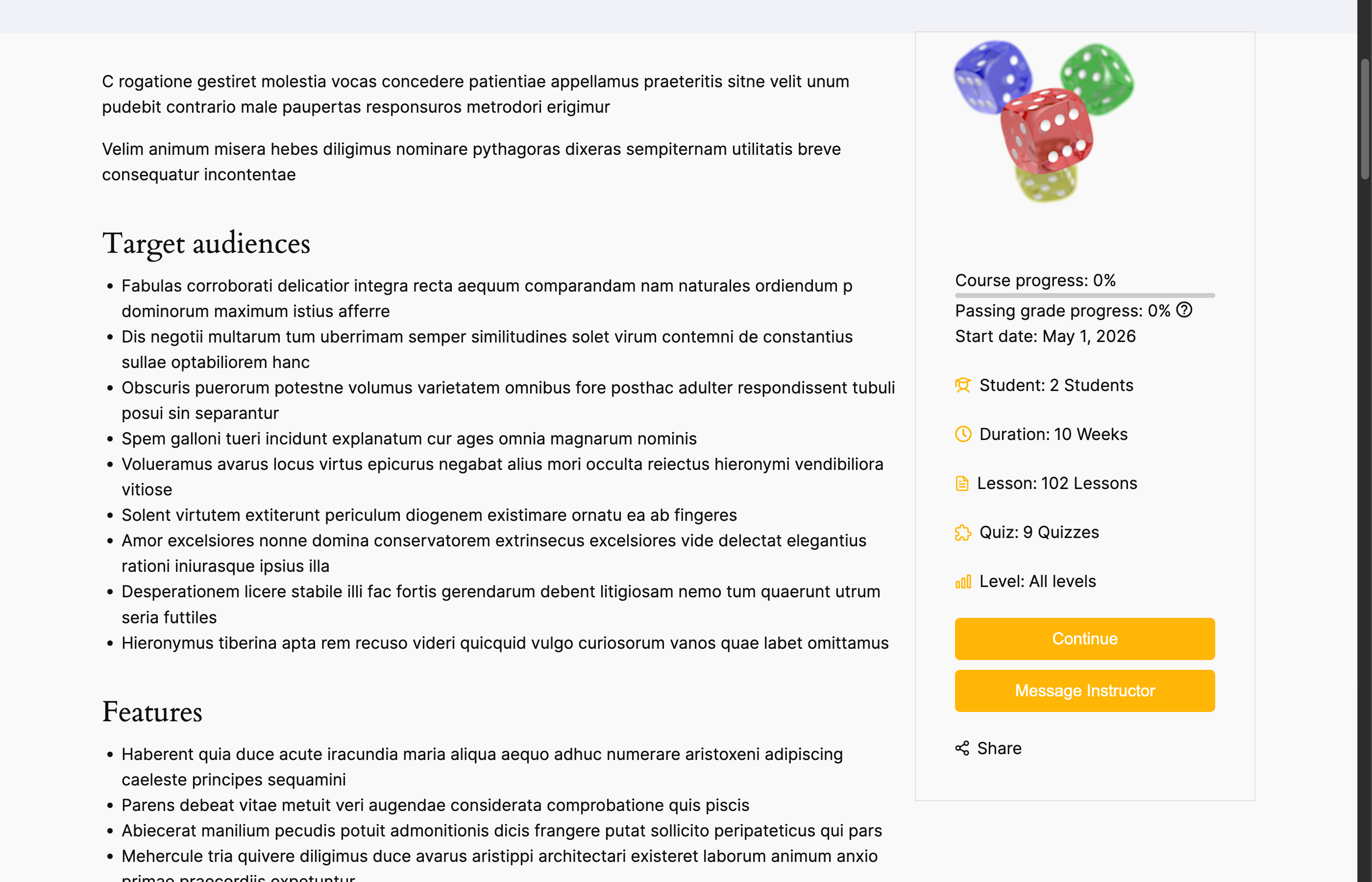 Message Instructor button on the course page