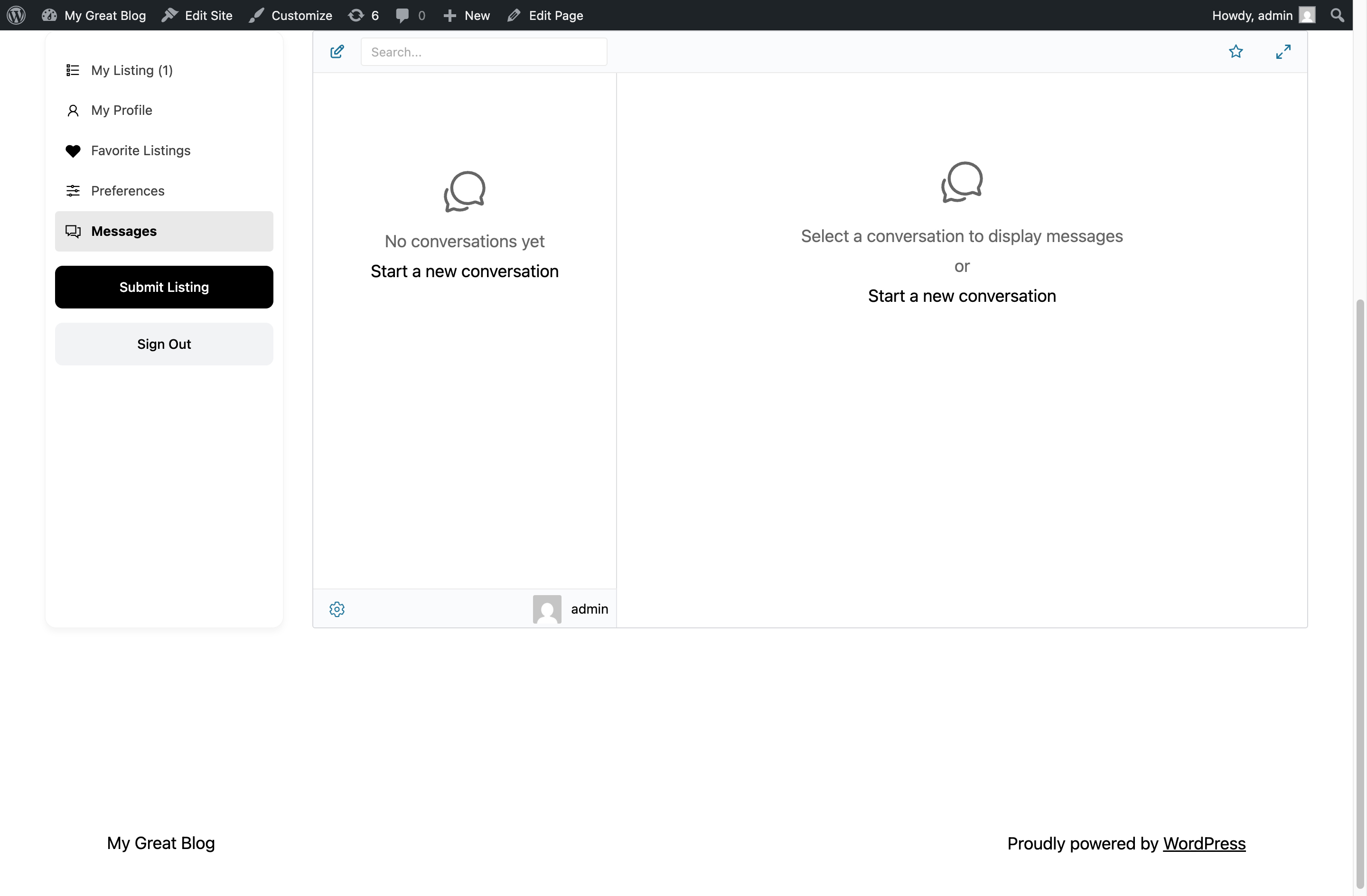 Dashboard tab