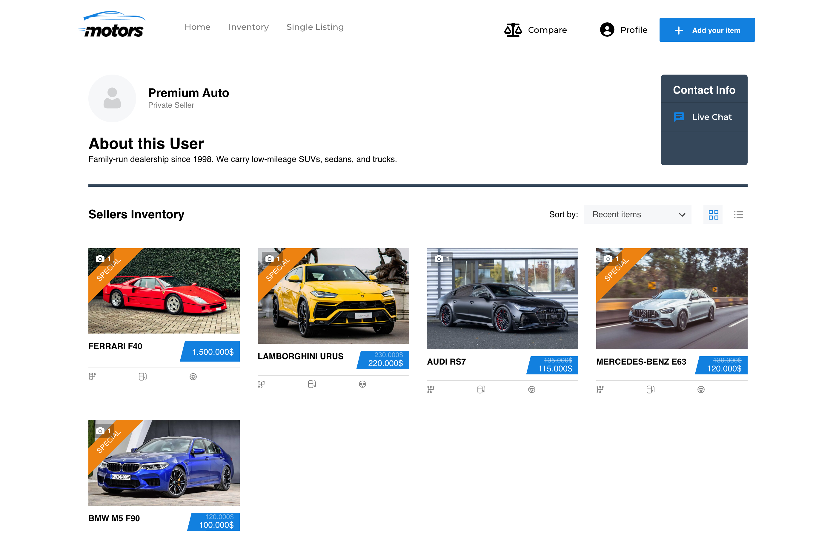 Dealer profile