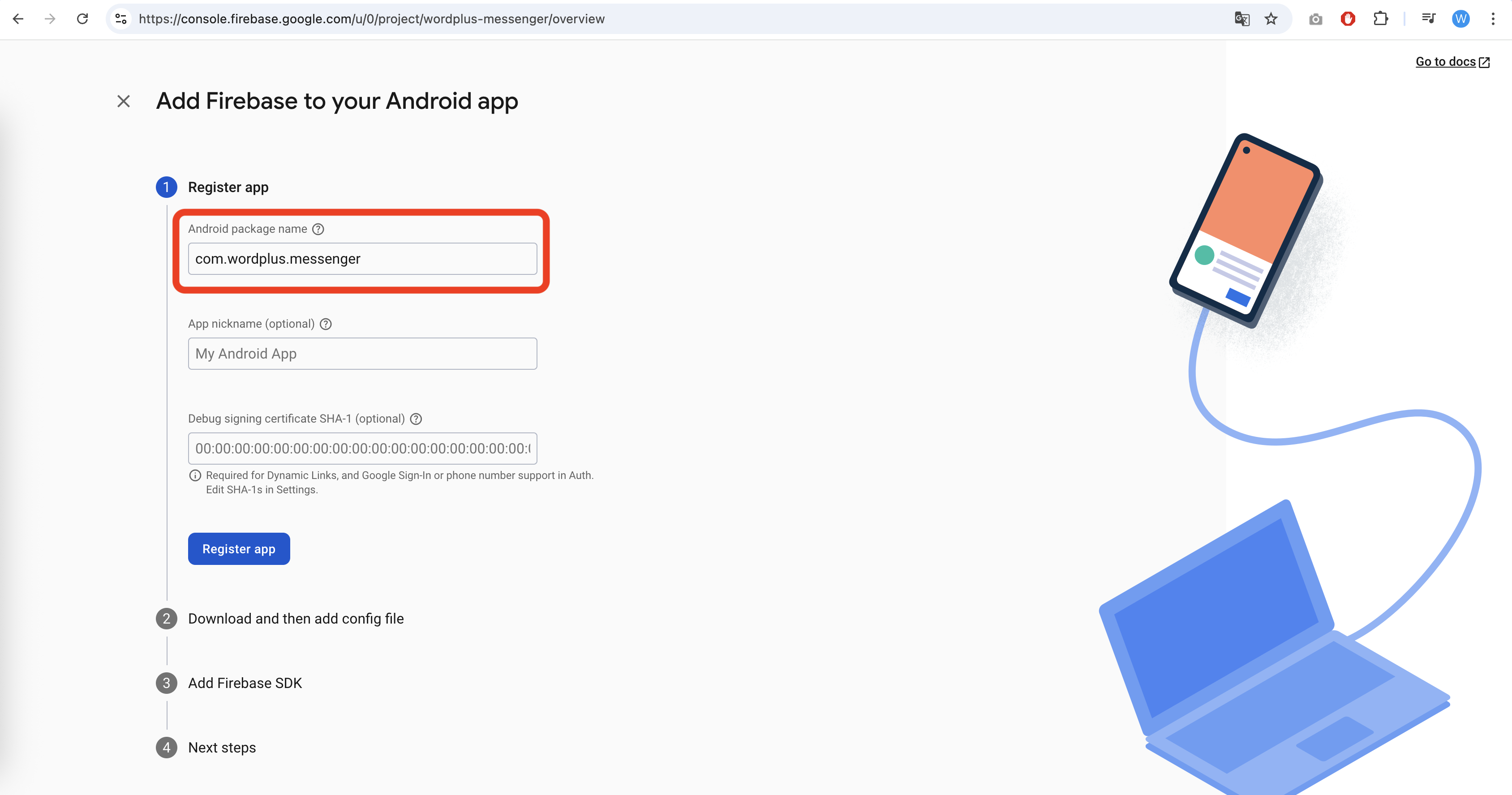 Firebase Register Android App
