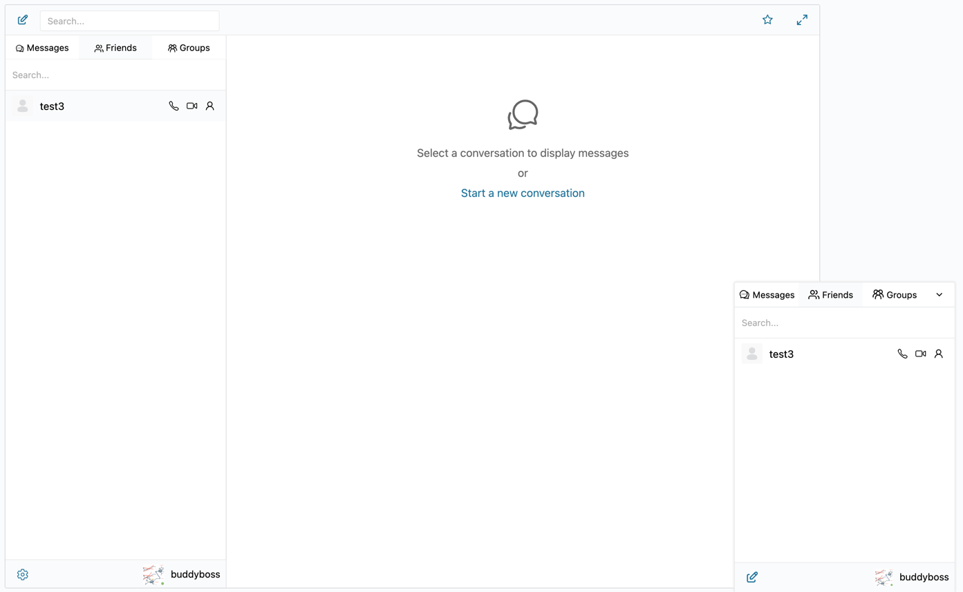 BuddyBoss Friends list inside the Better Messages sidebar — one example of the 32 native integrations