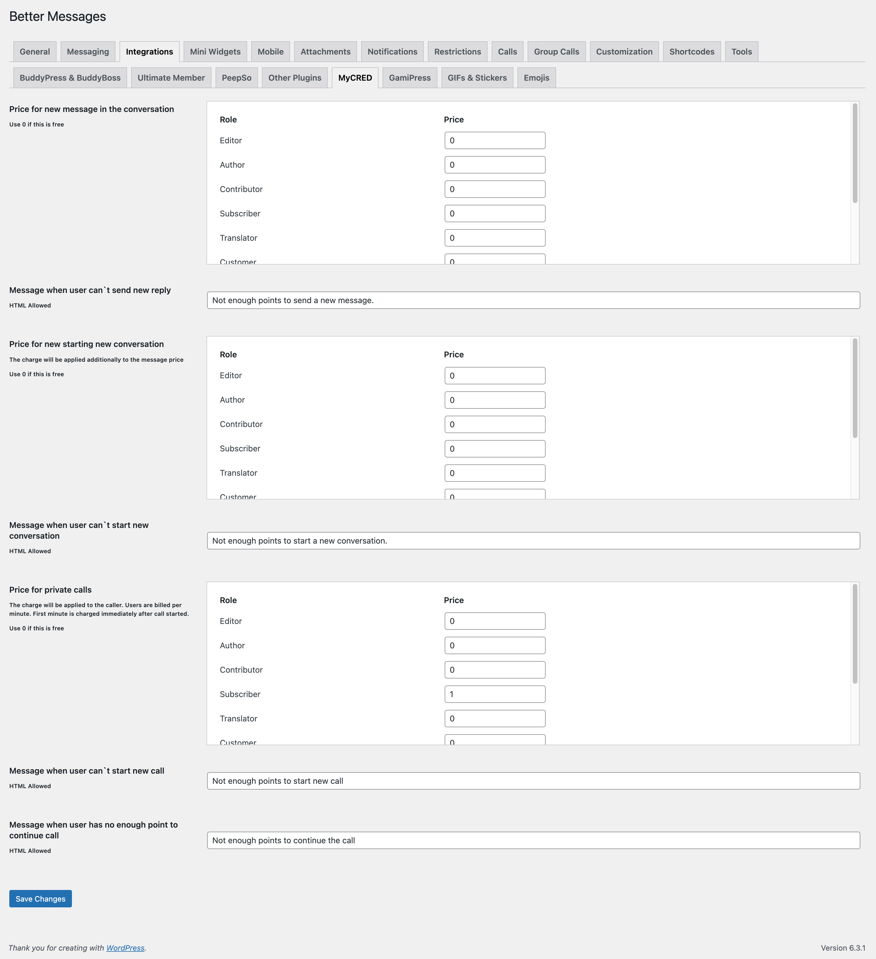 Settings Page