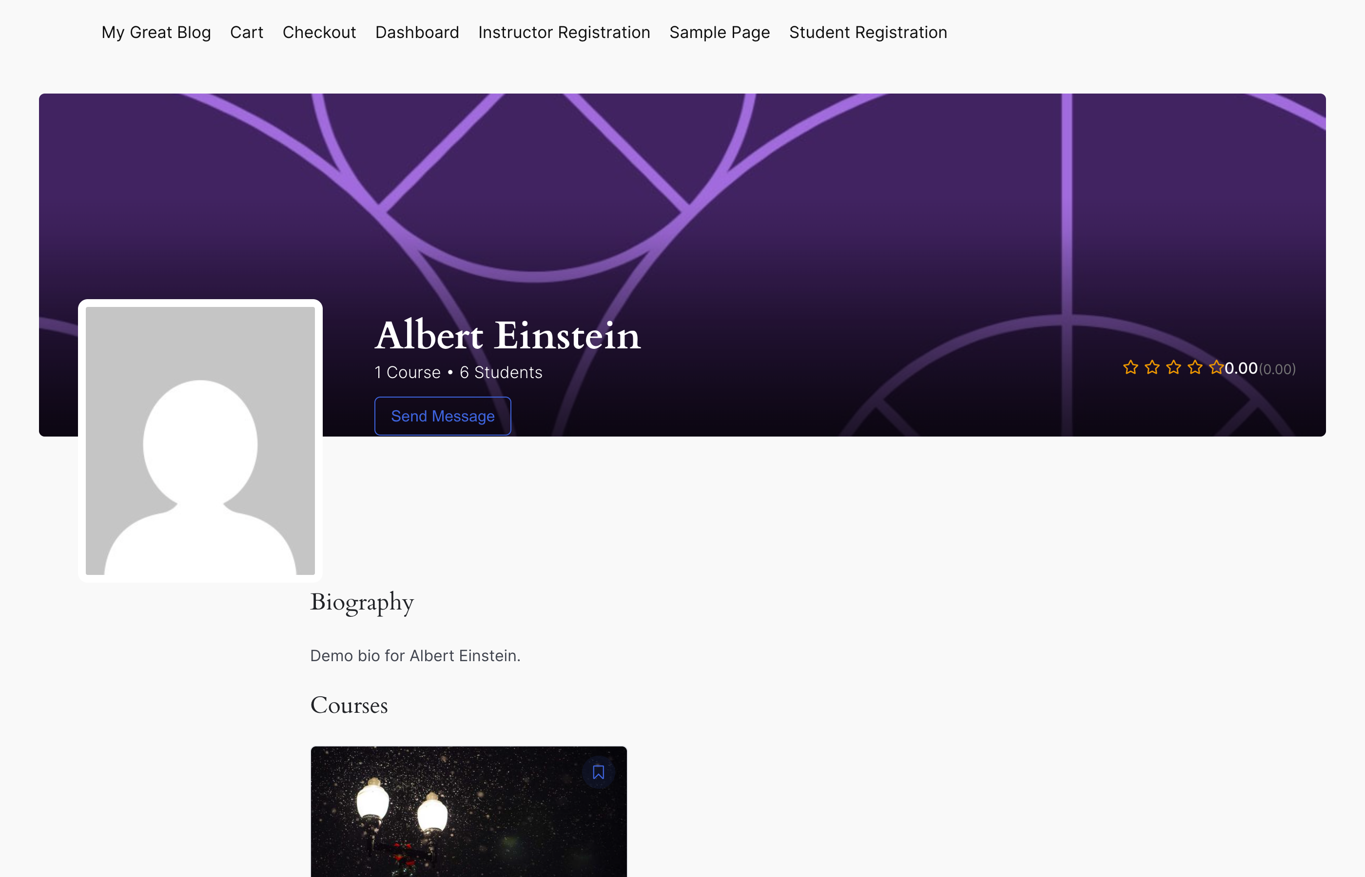 Send Message button on the instructor profile page