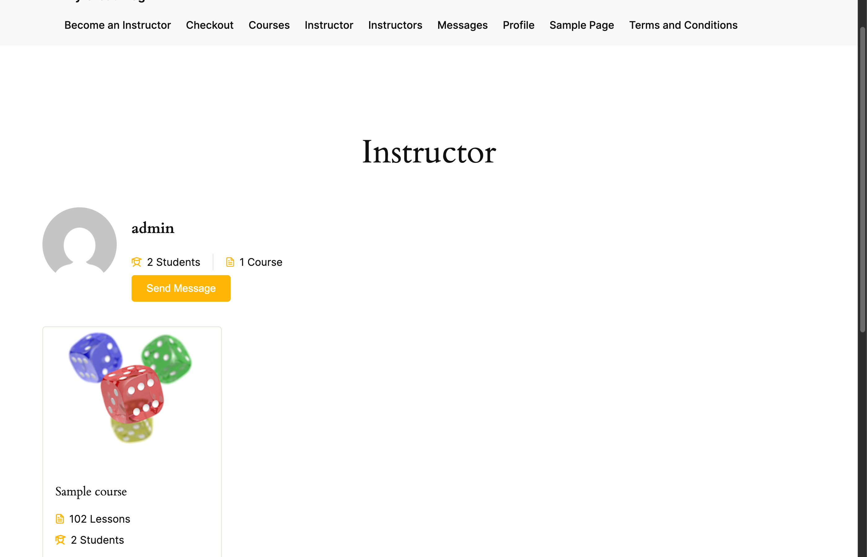 Send Message button on the instructor profile page