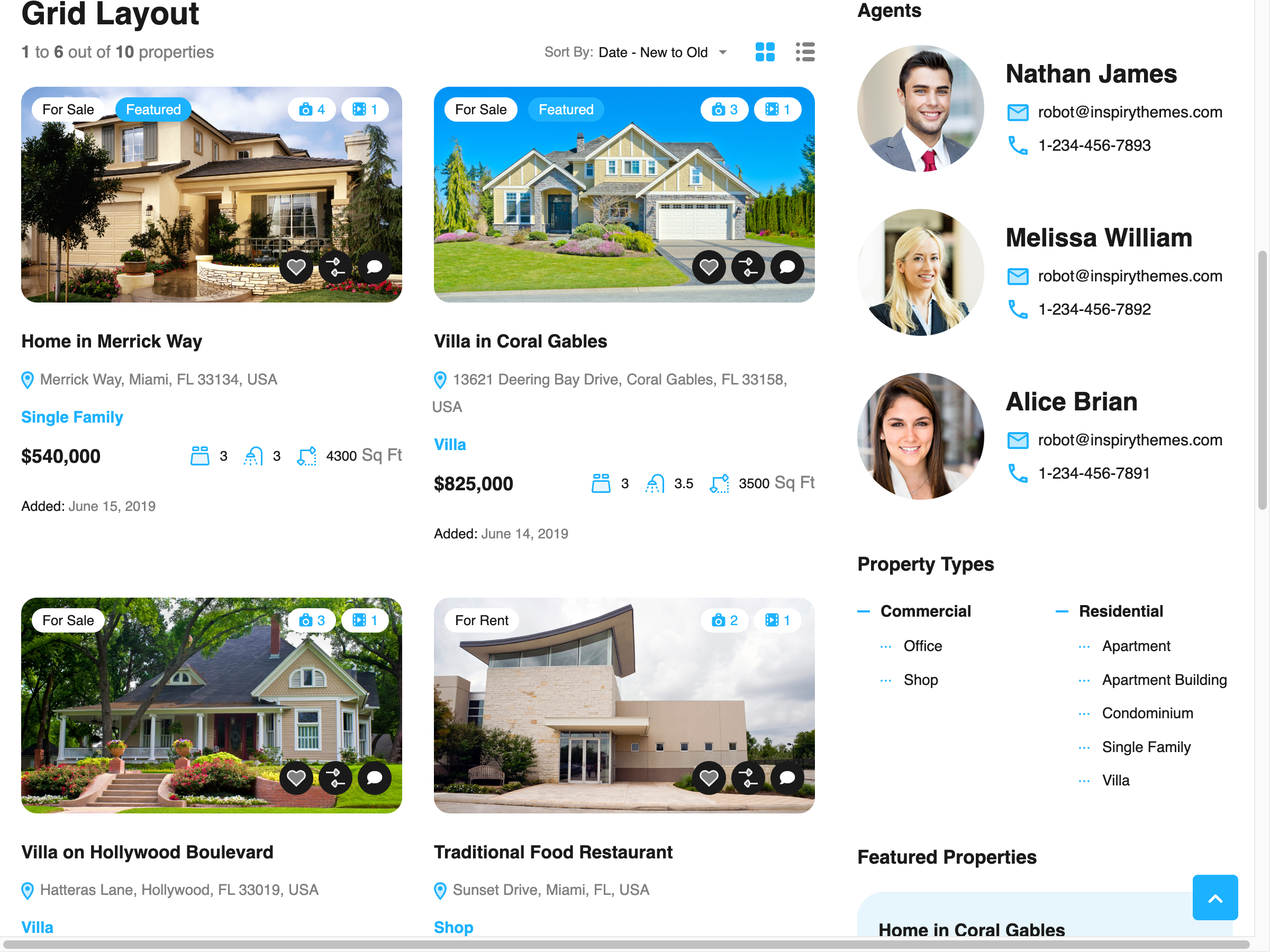 Listing grid