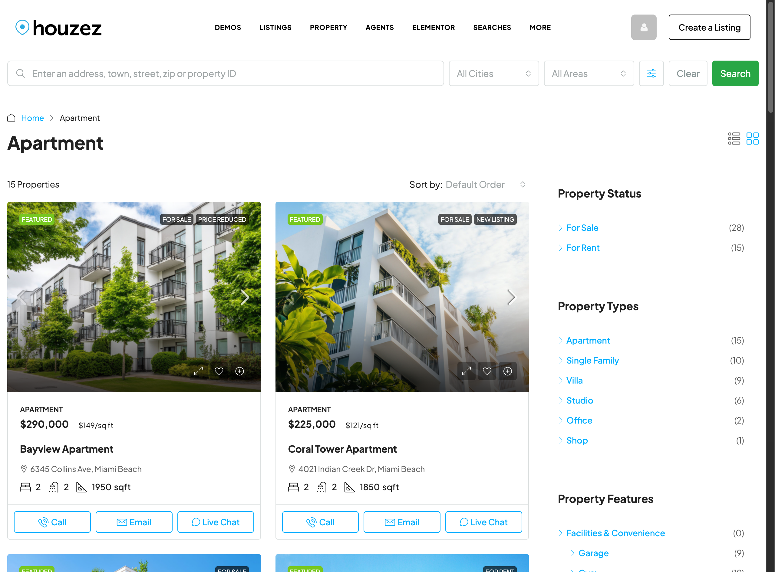 Listing grid