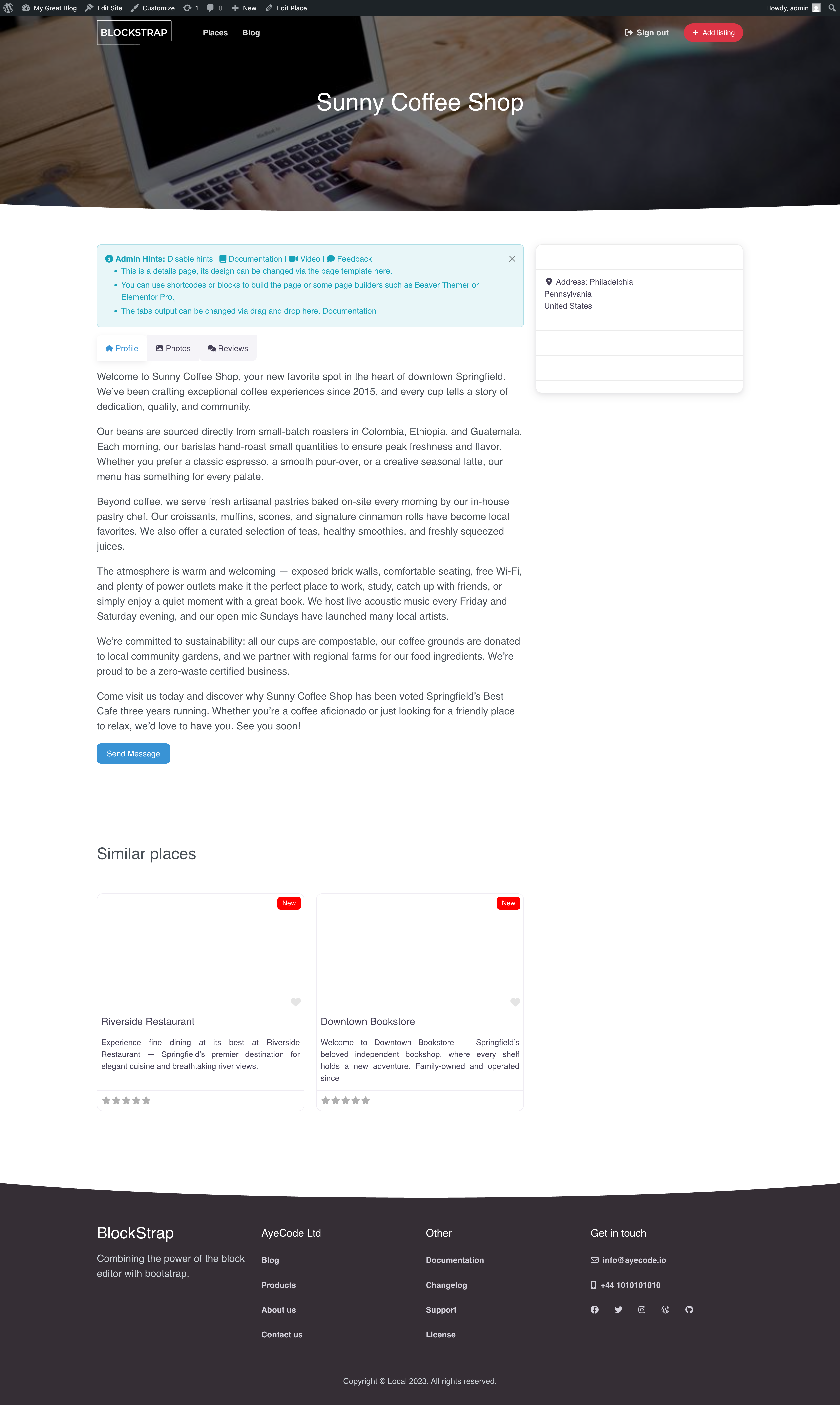 Listing page