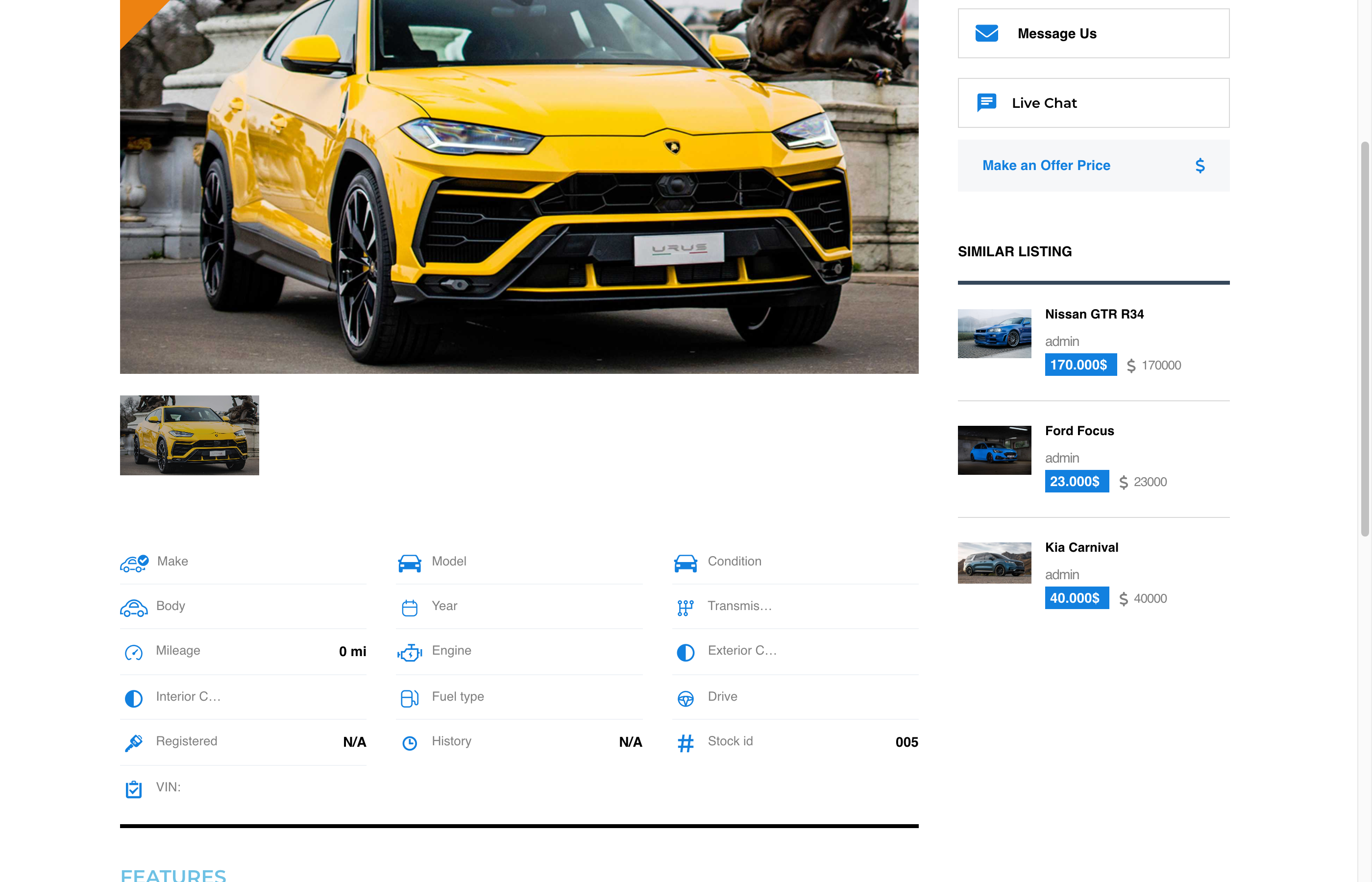 Listing page