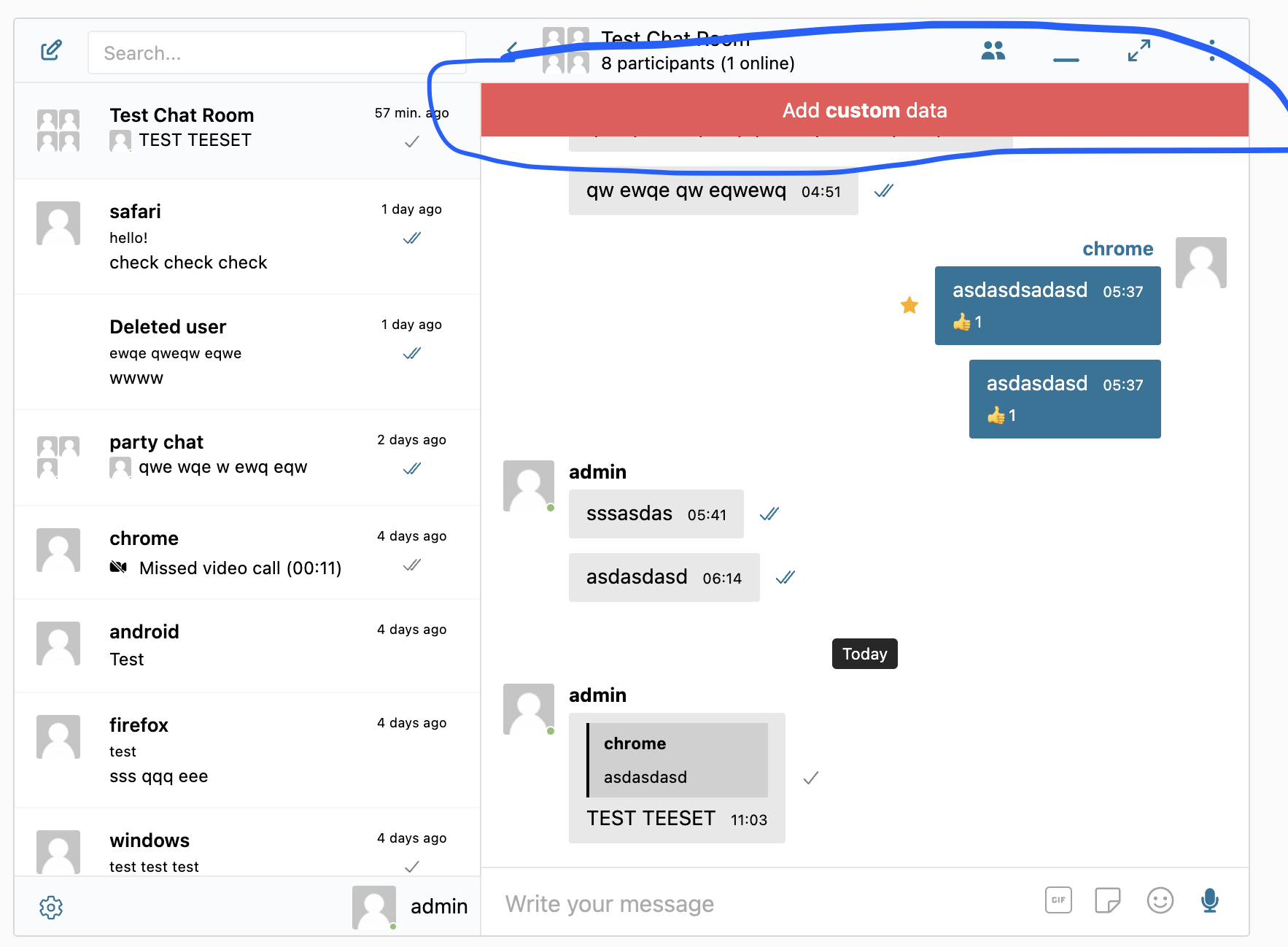 Messages list before example