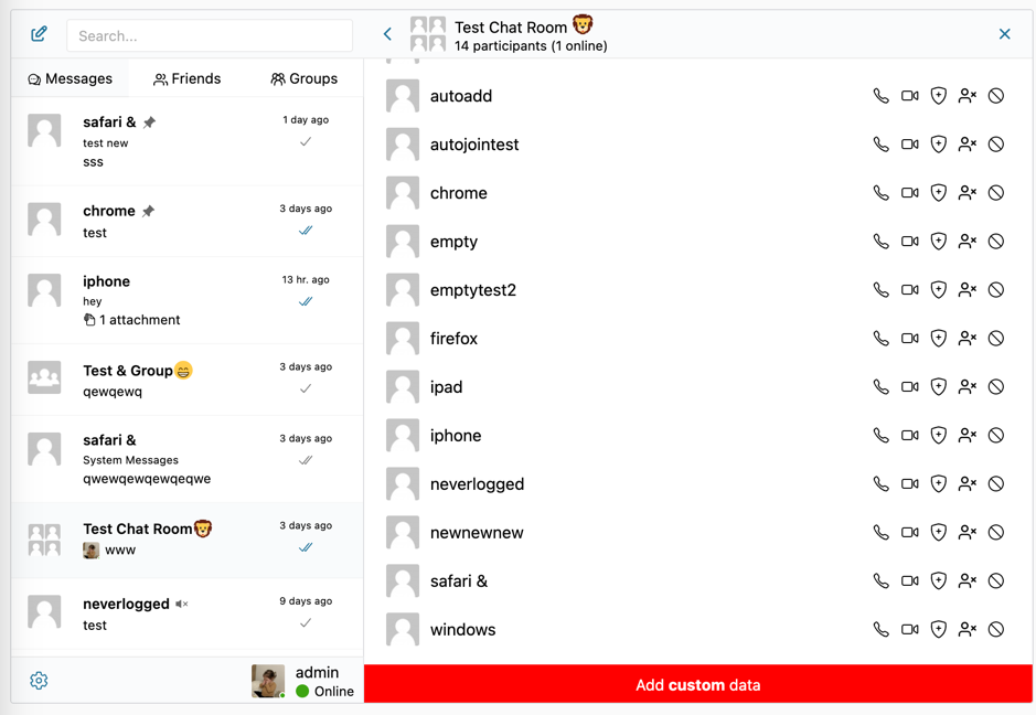 Participants list after example