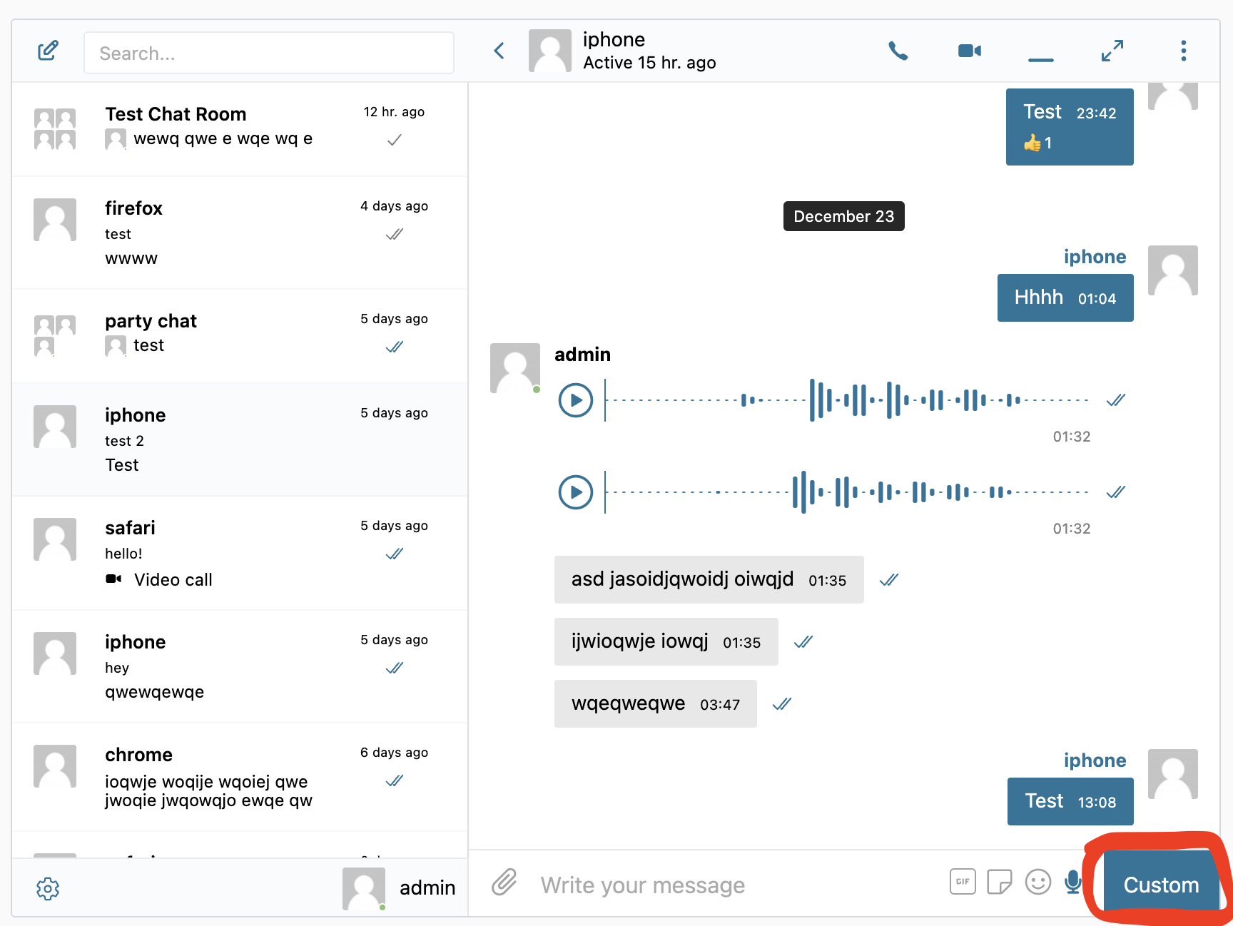 Send button after example