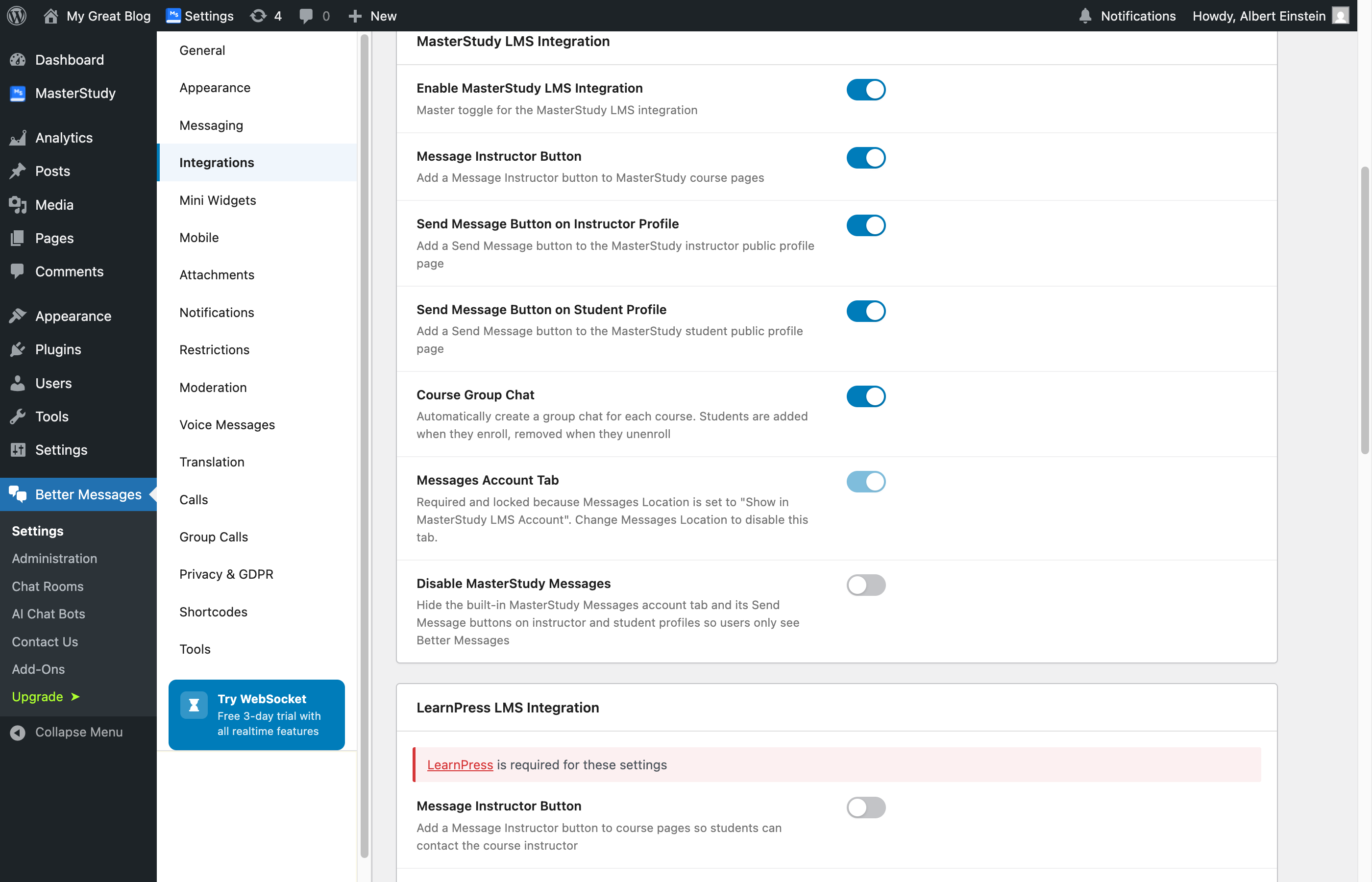 Messages Account Tab locked on when Messages Location uses the account