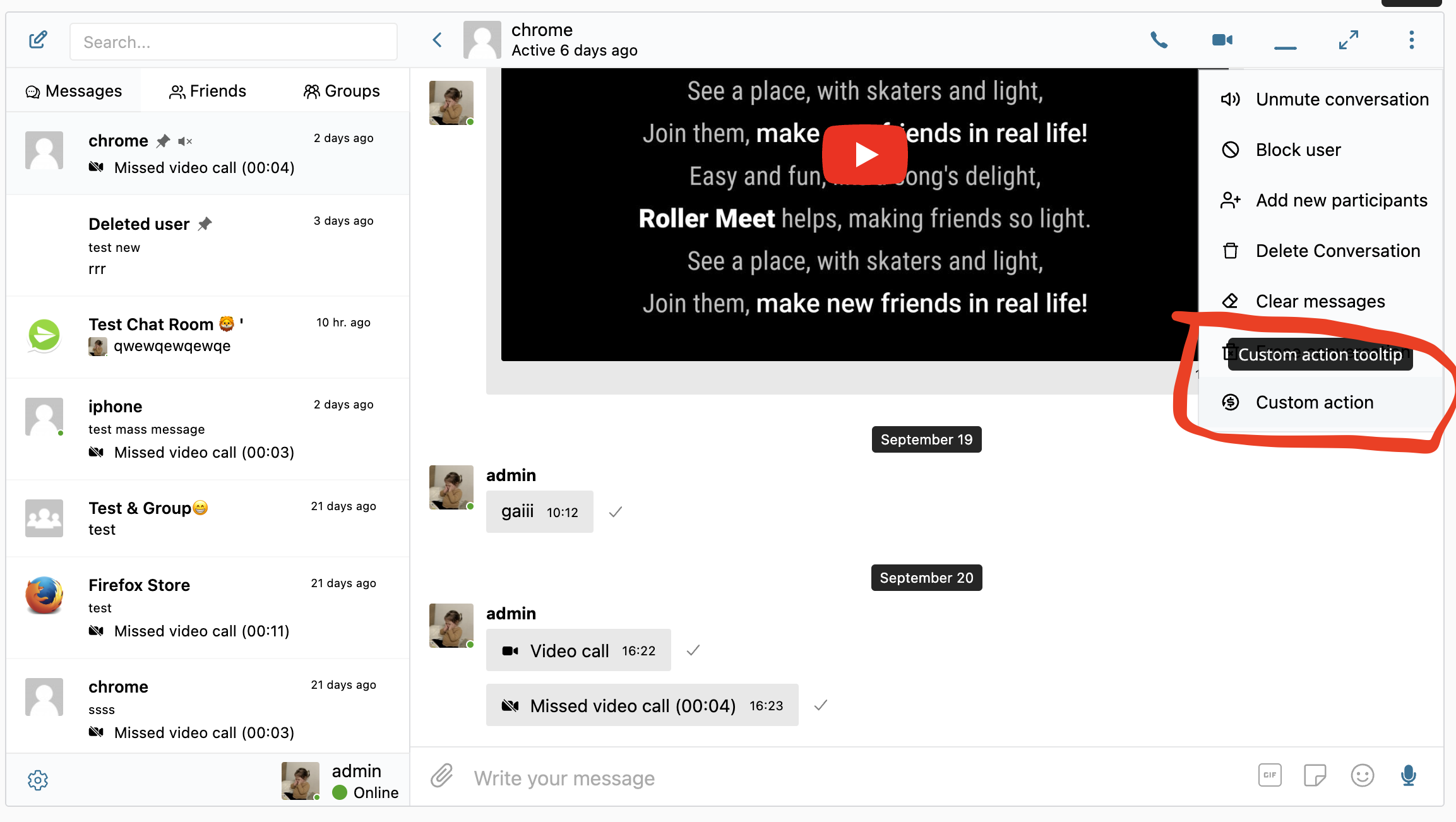 Thread context menu example