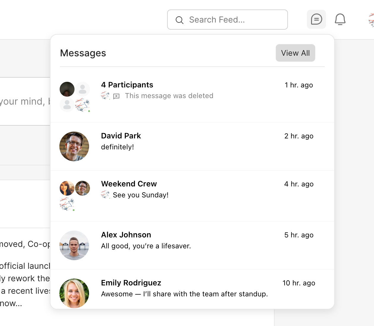 Unread message counter in the profile dropdown of an intranet header