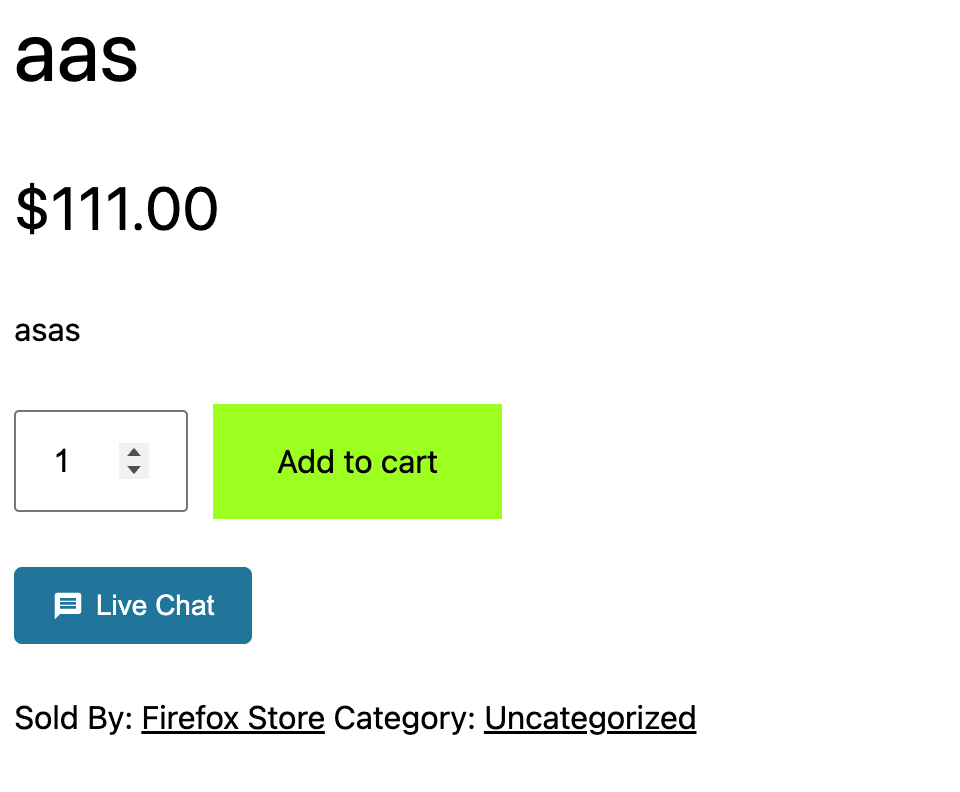 Live Chat button on a WC Vendors product page