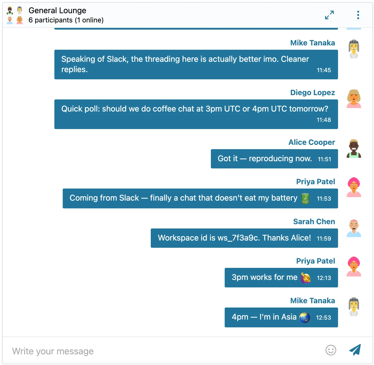 Populated chat room with mixed registered users and guests