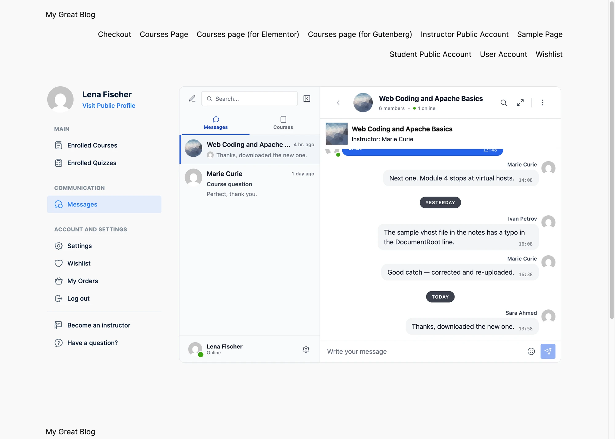 Better Messages tab inside the MasterStudy LMS account