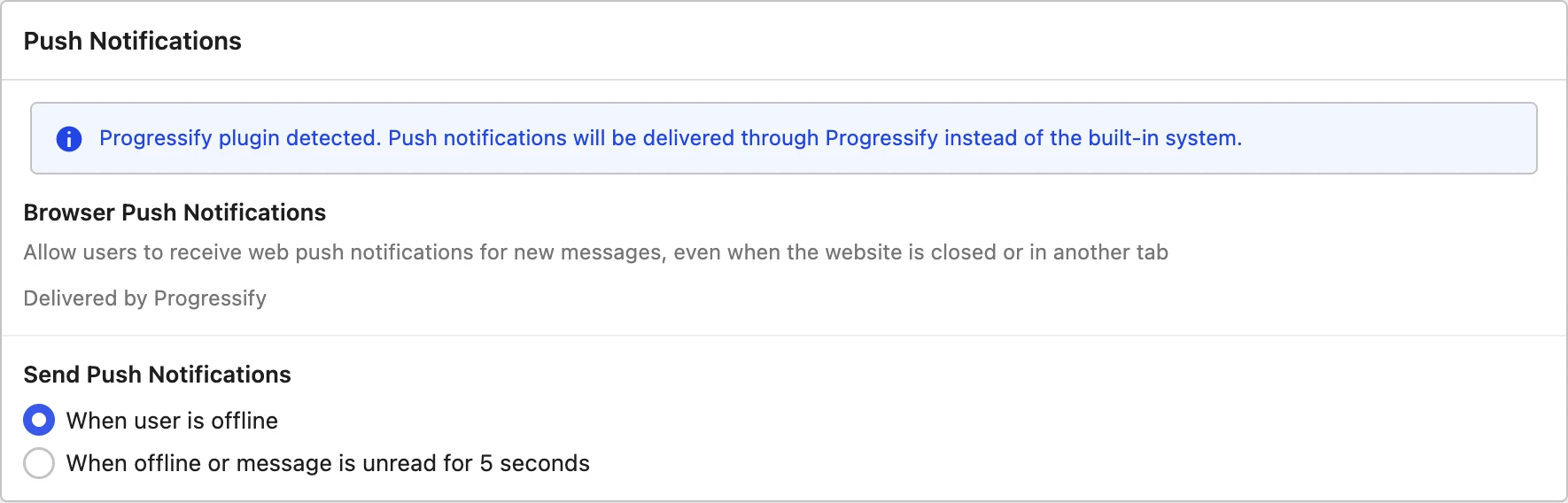 Progressify settings inside Better Messages Notifications