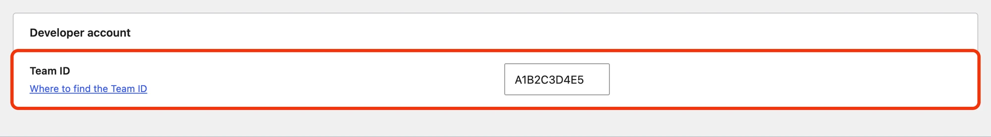 Team ID field under Developer account in Better Messages