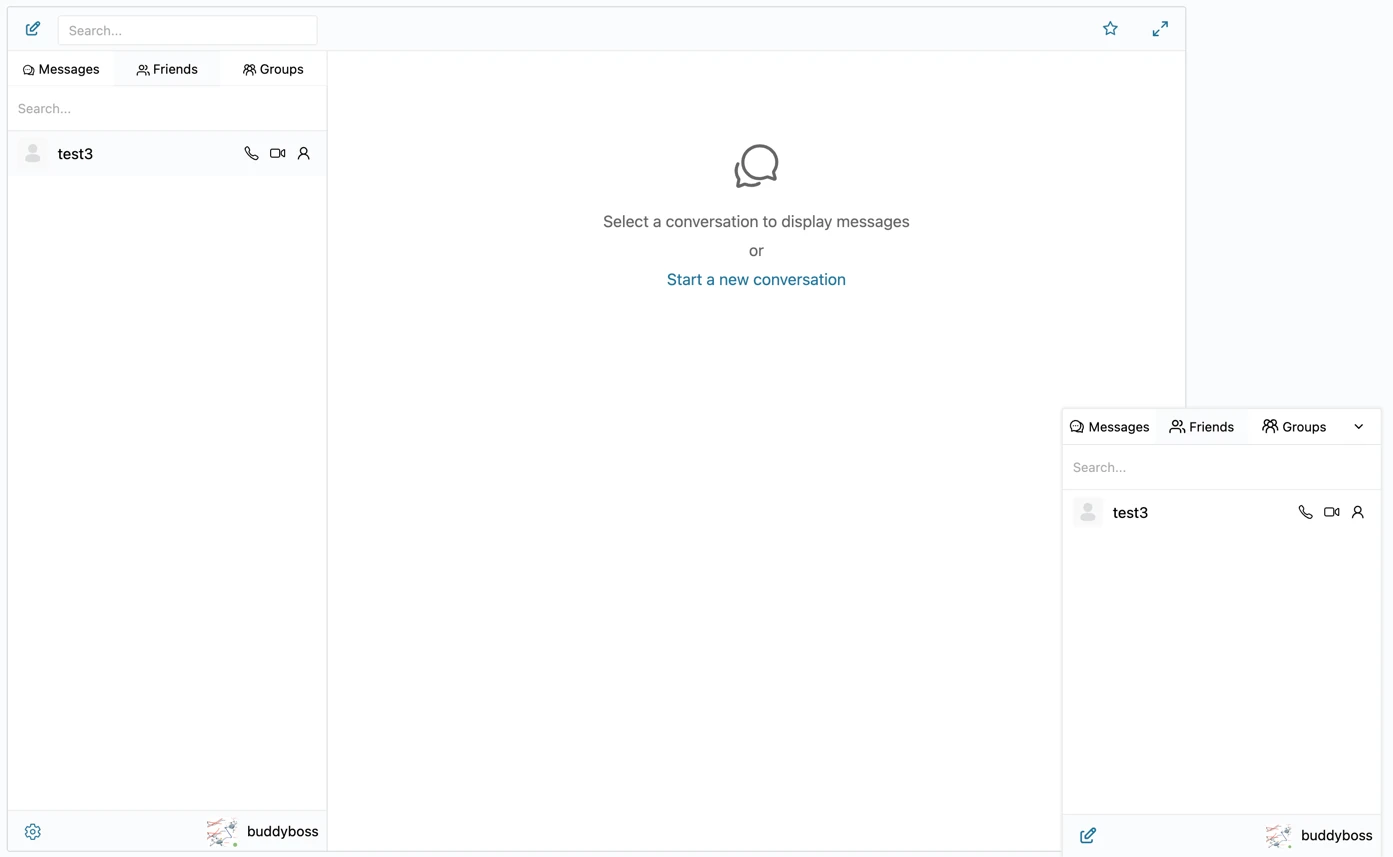 BuddyBoss Friends list inside the Better Messages sidebar