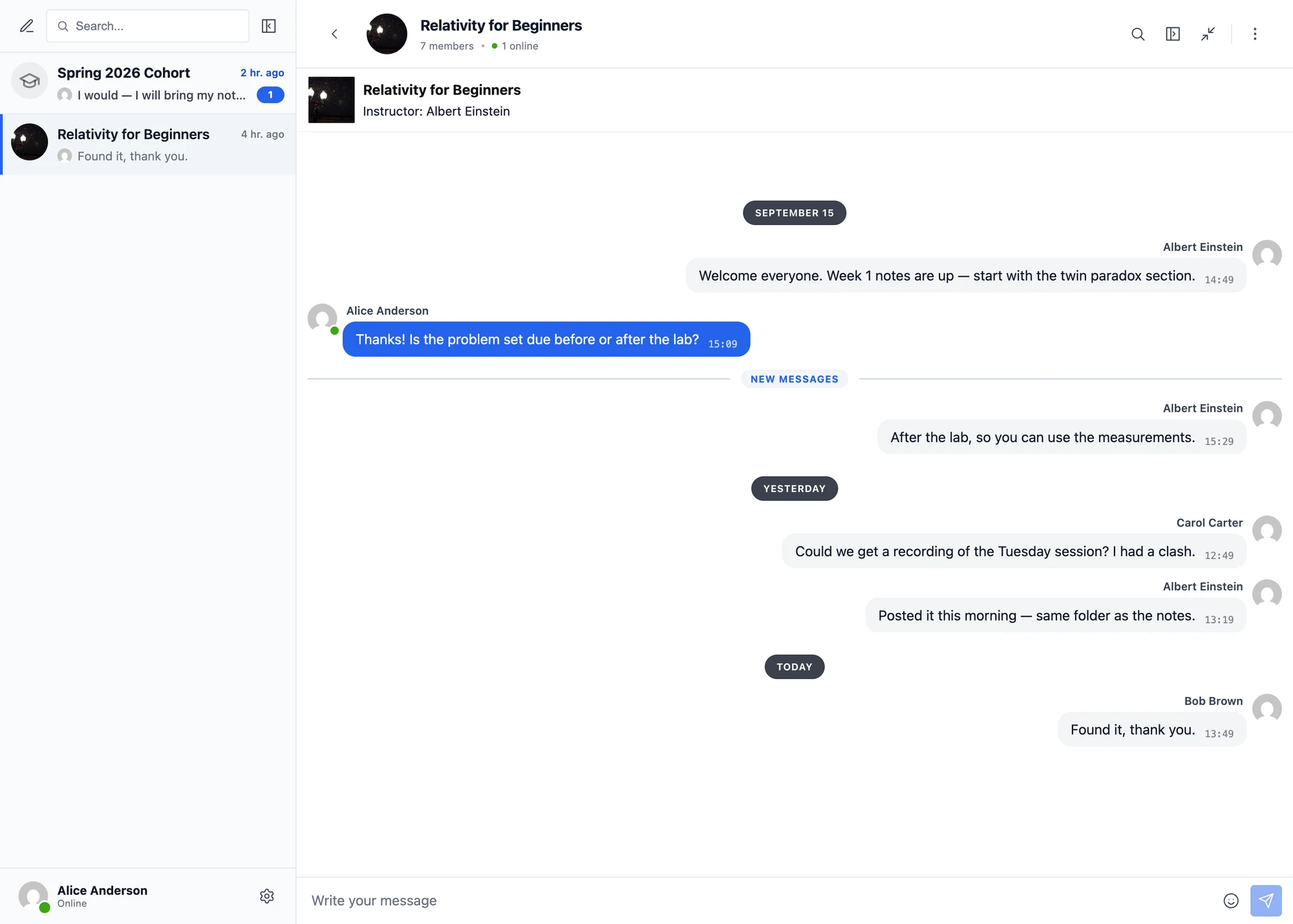 LearnDash Course Group Chat with the course info card header