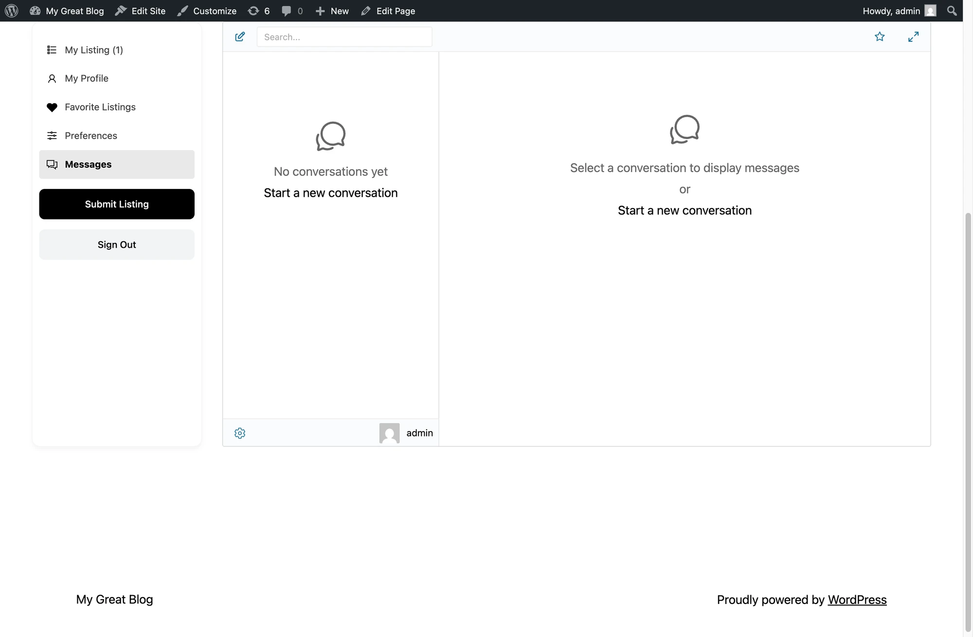 Dashboard tab