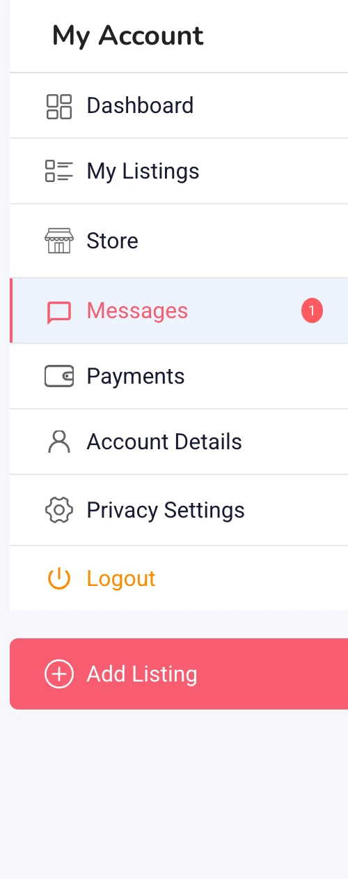 Messages tab inside the Classified Listing My Account dashboard