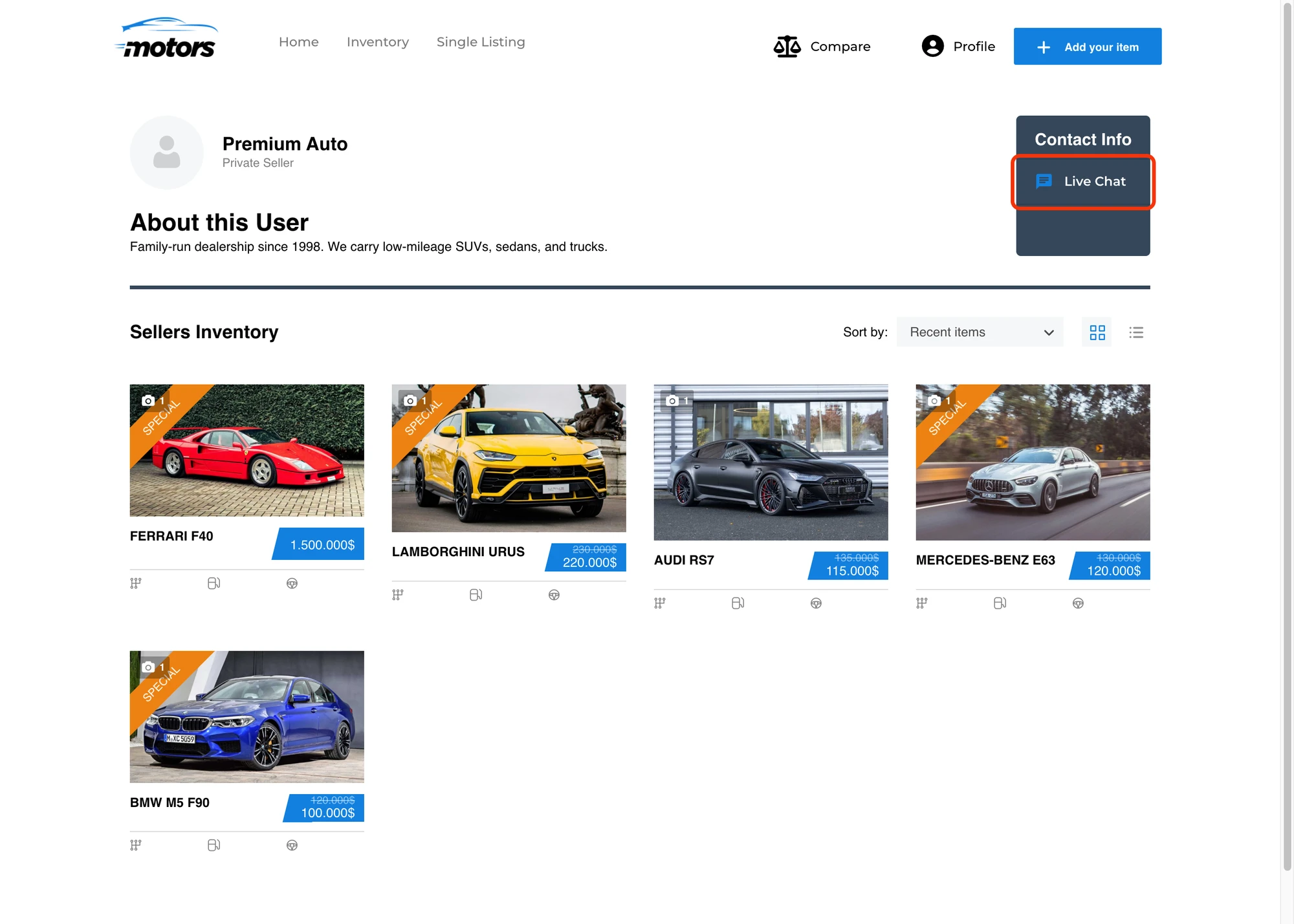Dealer profile