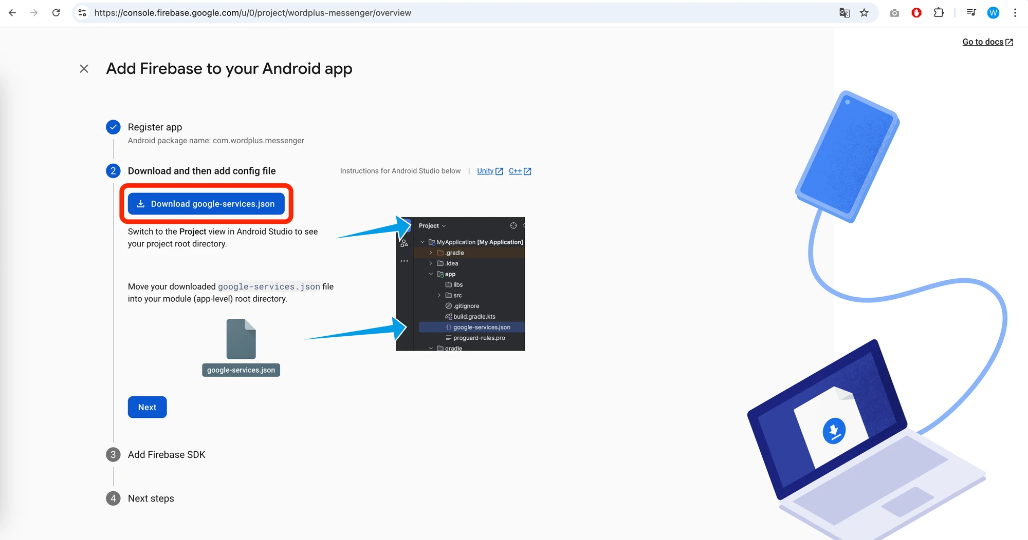 Firebase Download Google Services JSON