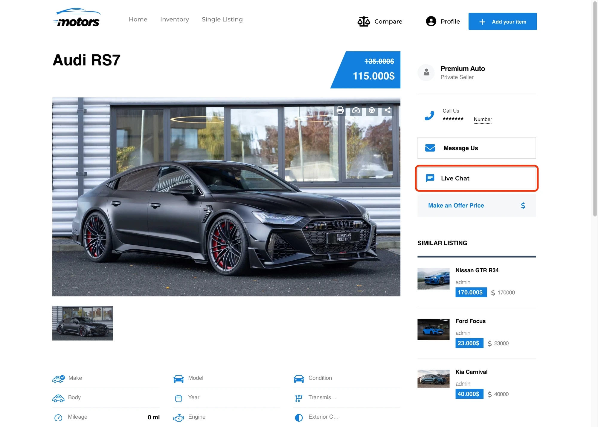 Listing page