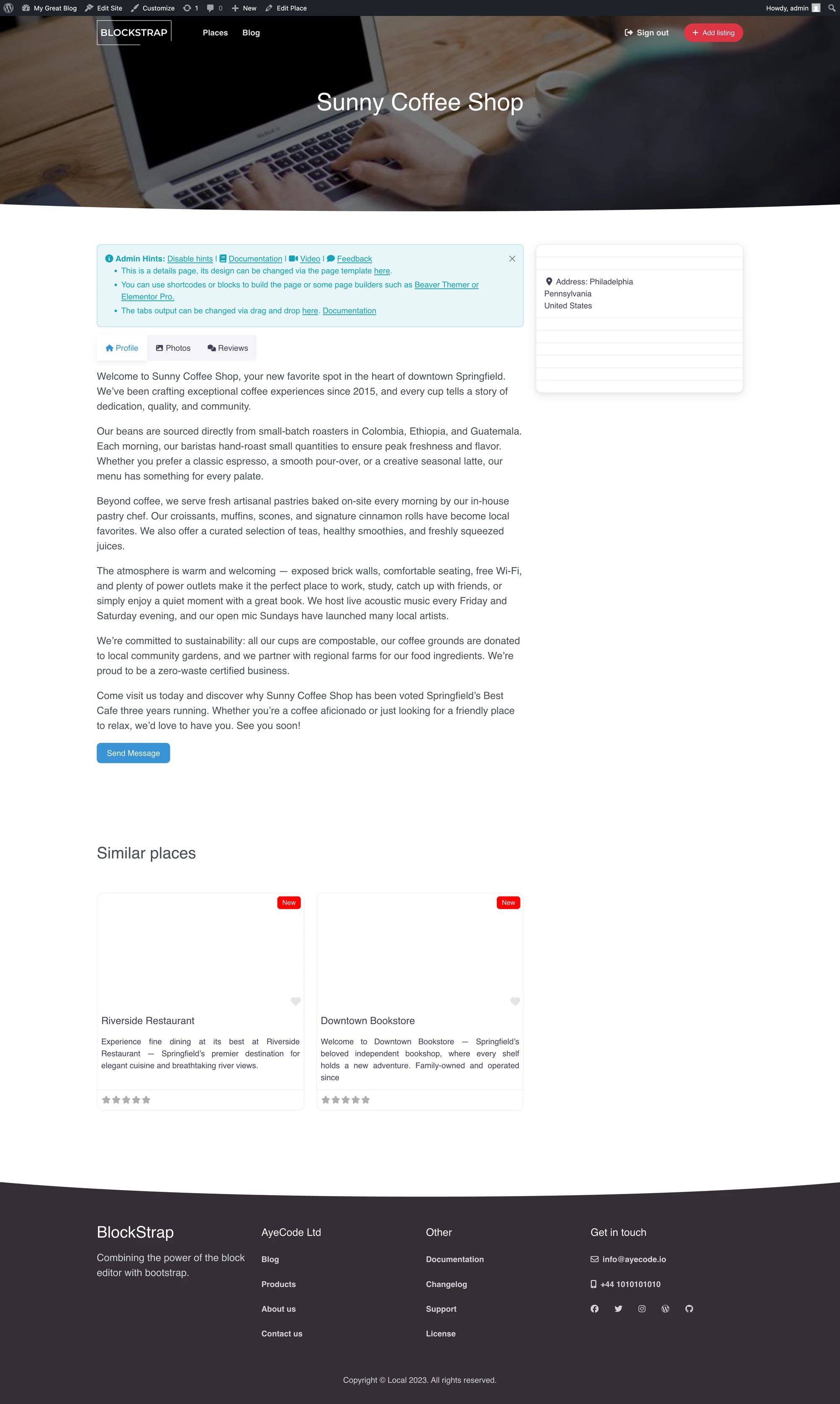 Listing page