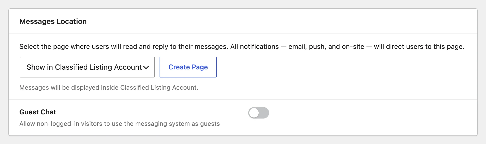 Messages location