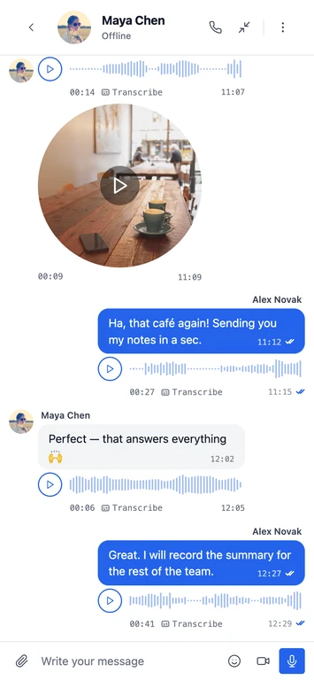 Voice and video messages in the Better Messages mobile messenger