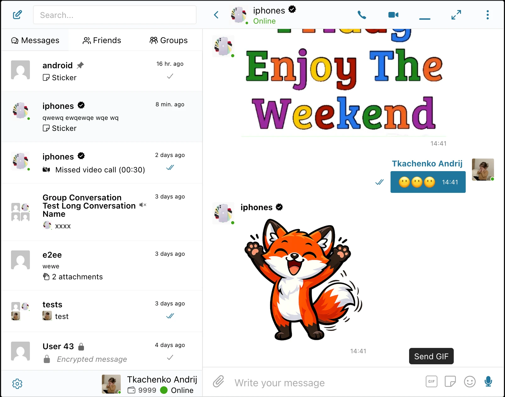 GIF button in chat