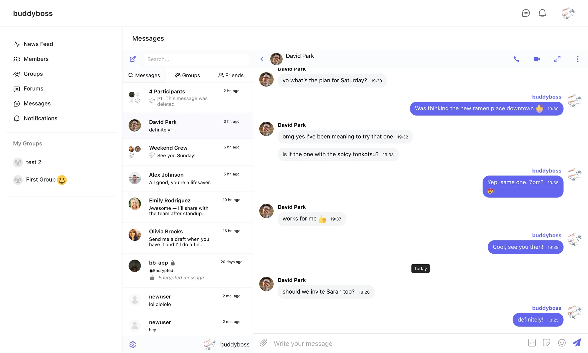 Better Messages on the BuddyBoss ReadyLaunch Messages page