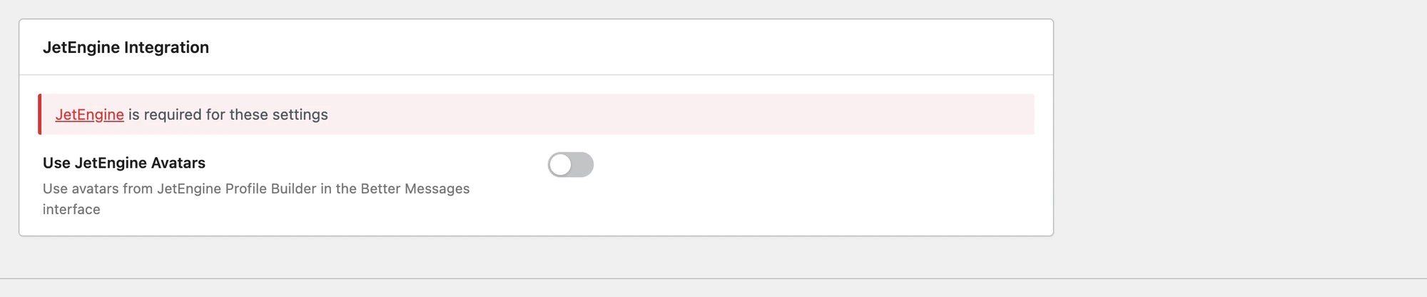 Better Messages JetEngine integration settings