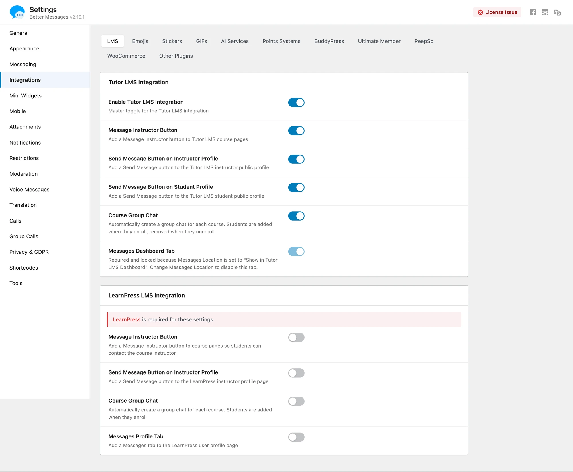Messages Dashboard Tab locked on when Messages Location uses the dashboard