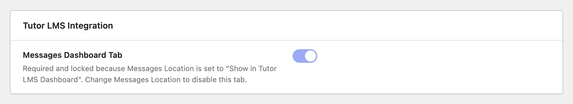 Messages Dashboard Tab locked on when Messages Location uses the dashboard