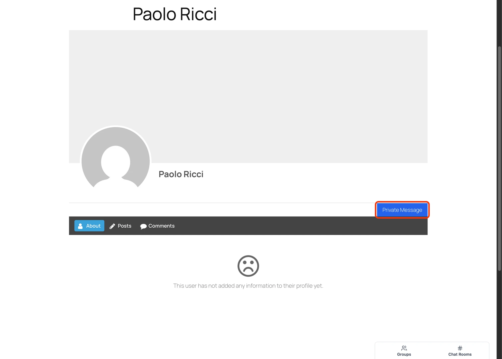 Ultimate Member profile with the Private Message button