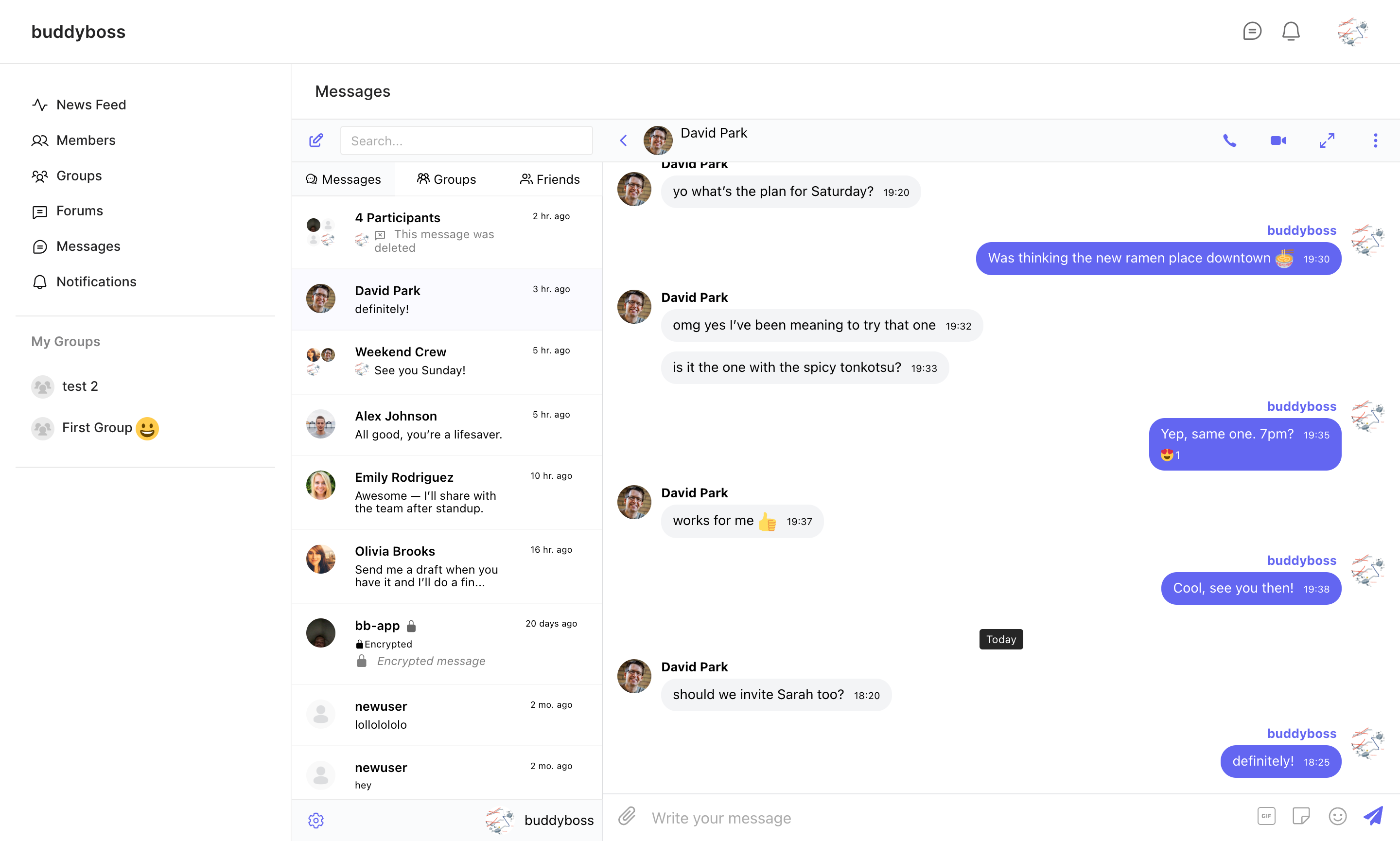 Full-page messenger on the ReadyLaunch Messages screen