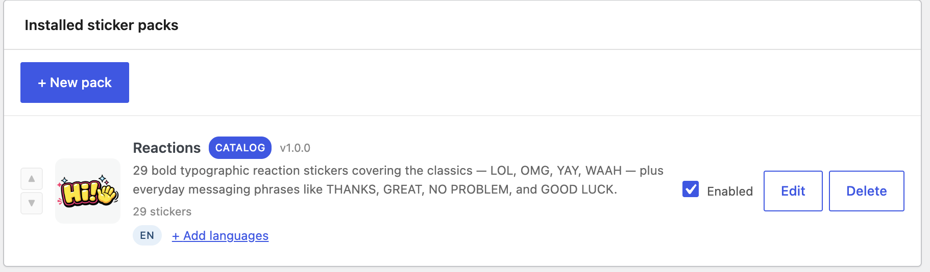 Installed sticker packs