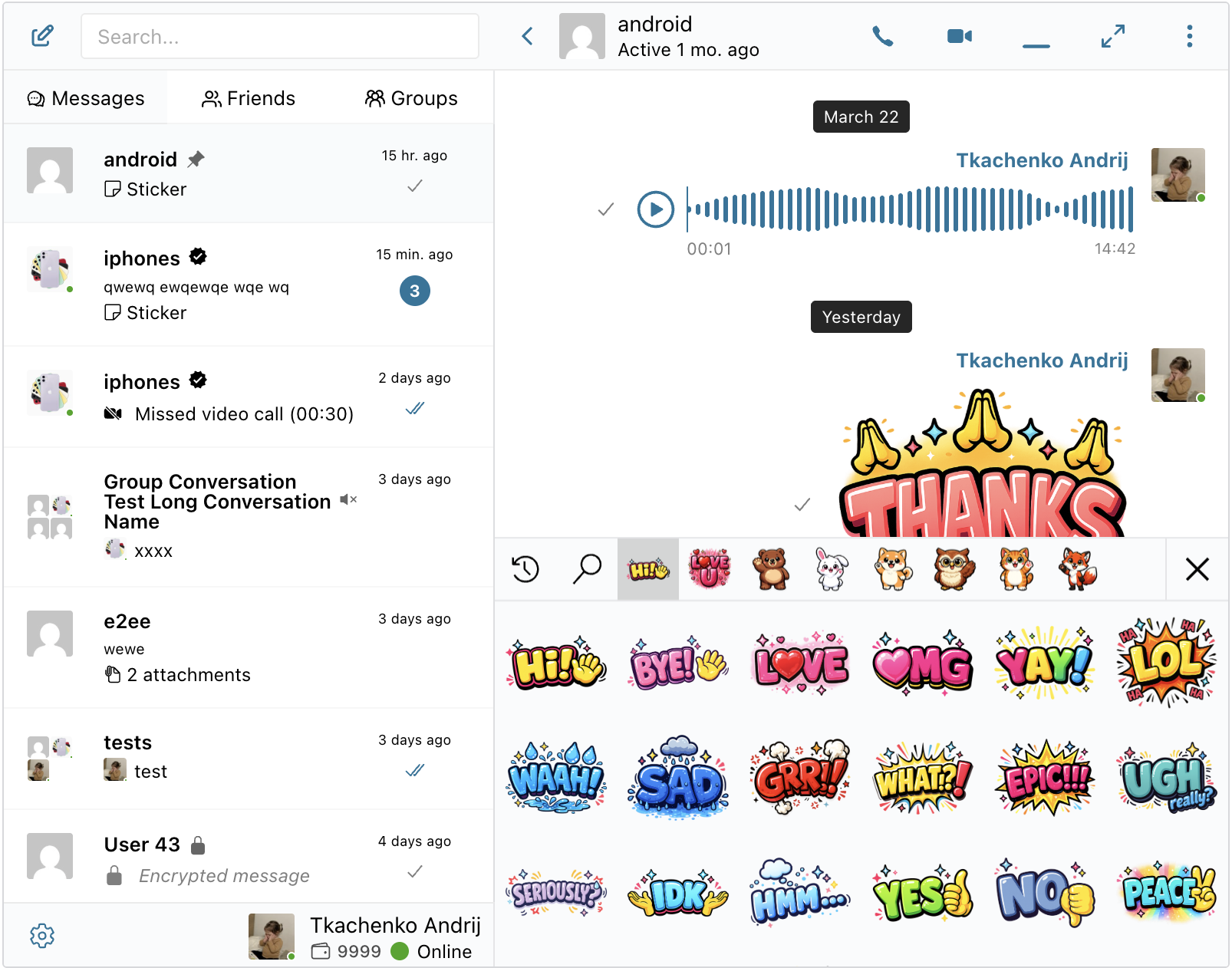 Sticker picker in chat